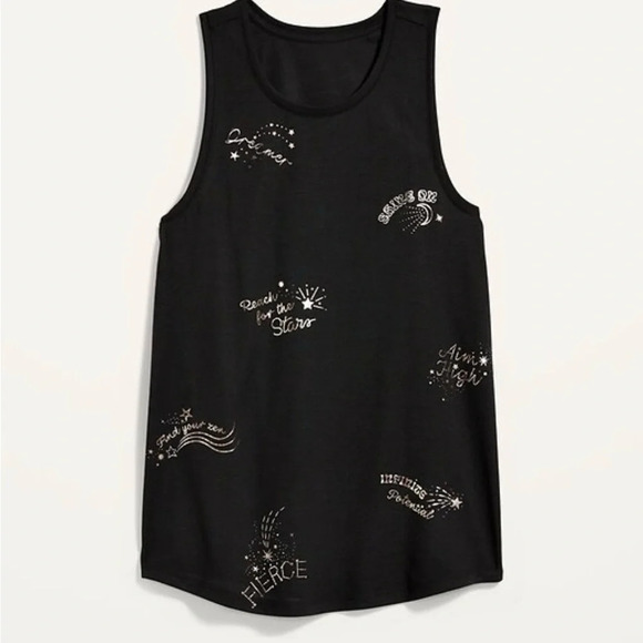 Old Navy Active Black Graphic Inspirational Size Small Muscle Tank Top - Picture 2 of 8